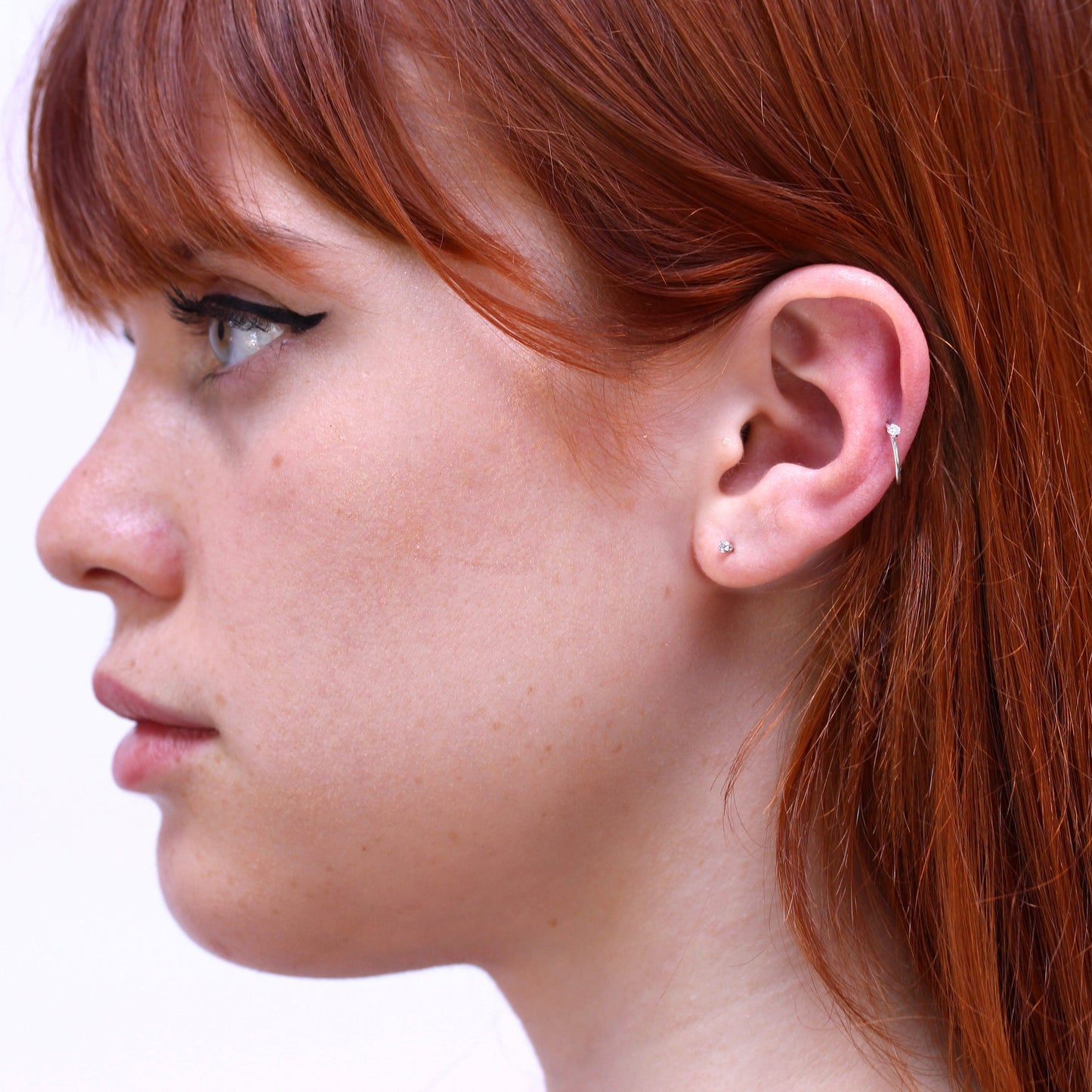 Anneau de nez et de tragus en argent sterling serti de 4 griffes, calibre 20