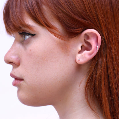 Anneau de nez et de tragus en argent sterling serti de 4 griffes, calibre 20