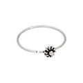 Anneau de nez et d'oreille en argent sterling oxydé avec fleur