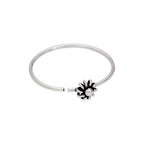 Anneau de nez et d'oreille en argent sterling oxydé avec fleur