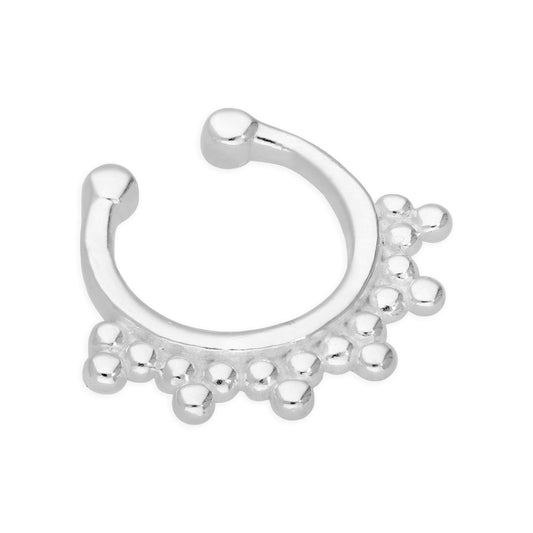 Faux septum perlé en argent sterling