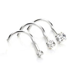 Piercing de nez à vis en or blanc 9 carats avec cristaux de zircone cubique