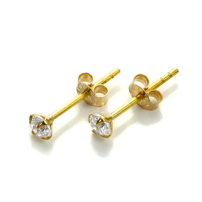 Boucles d'oreilles à tige en or jaune 9 carats avec zircones cubiques transparents