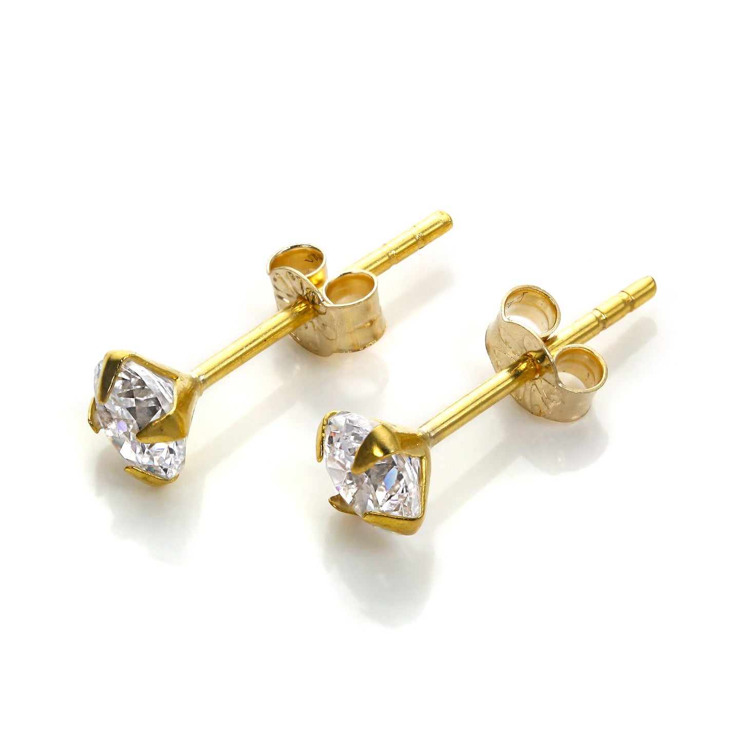Boucles d'oreilles à tige en or jaune 9 carats avec zircones cubiques transparents