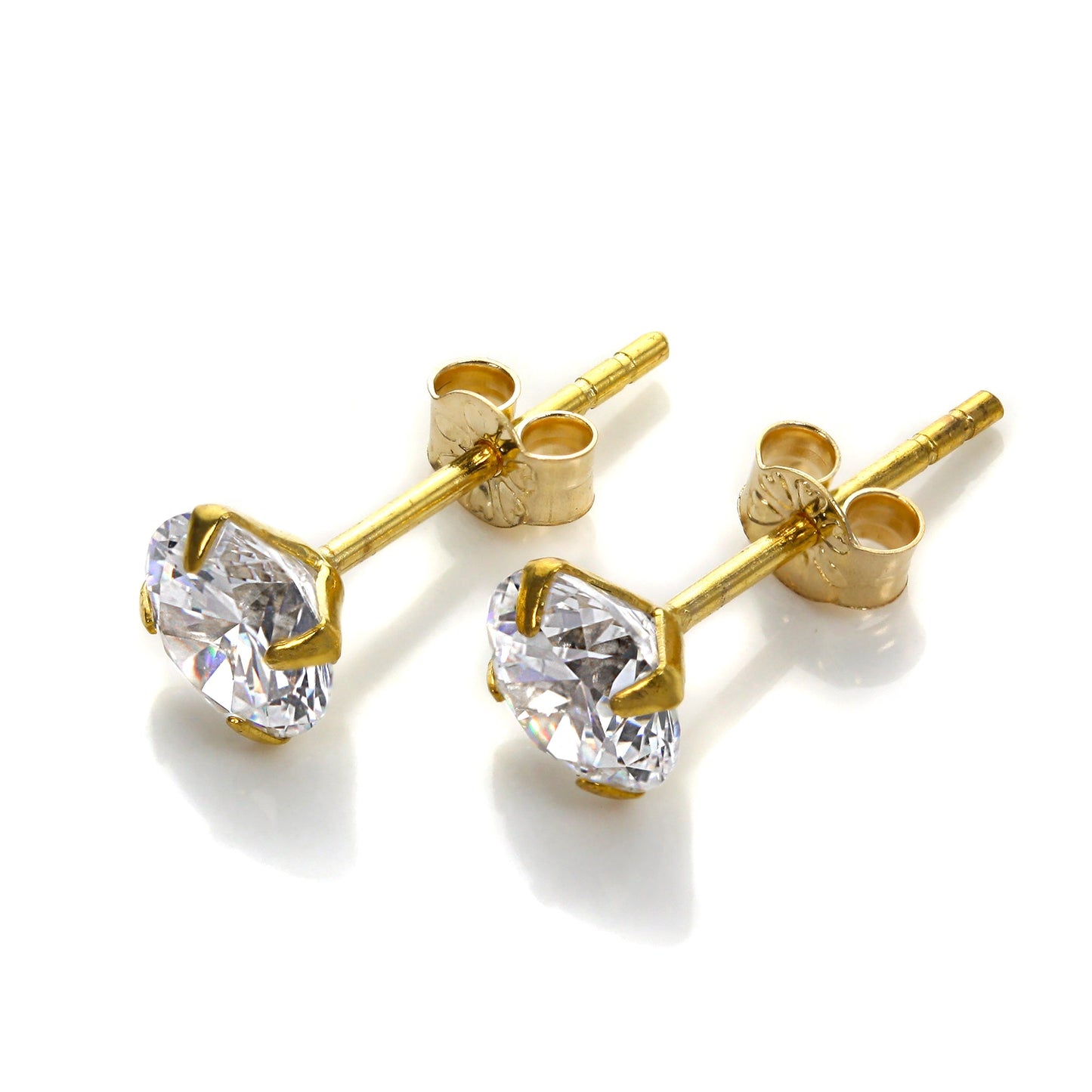 Boucles d'oreilles à tige en or jaune 9 carats avec zircones cubiques transparents