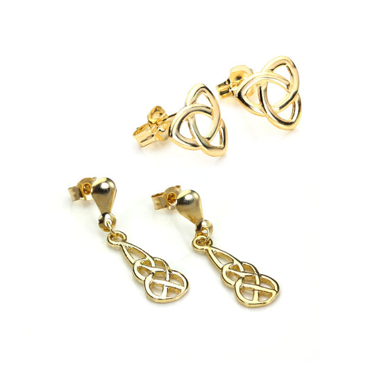 Ensemble de boucles d'oreilles en or 9 carats avec nœud celtique
