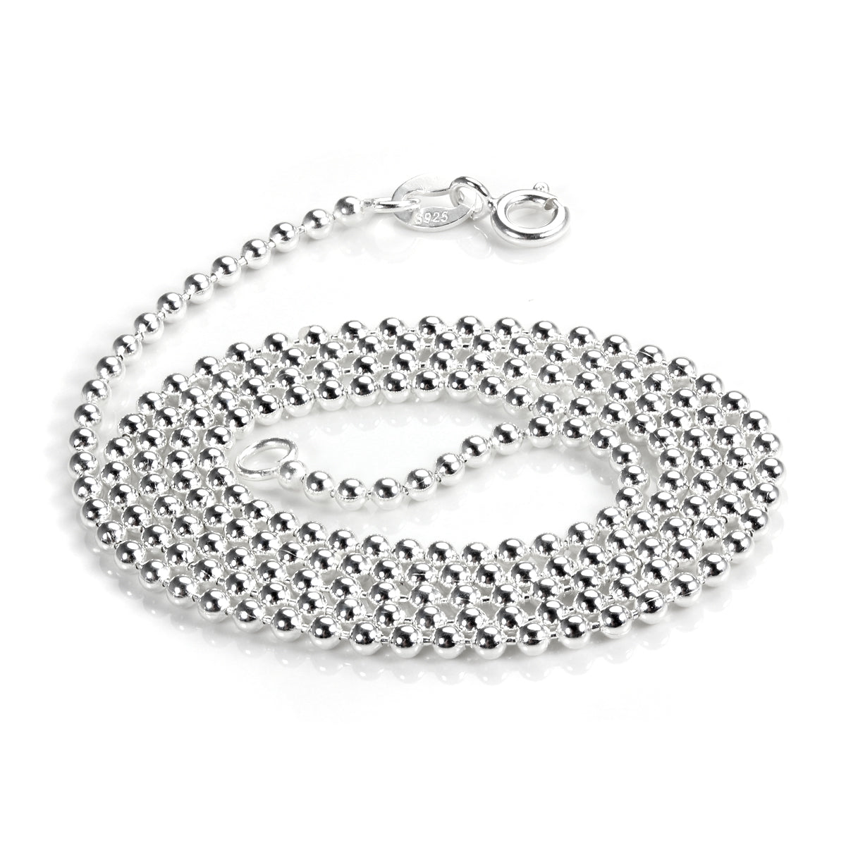Chaîne à billes en argent sterling de 2 mm
