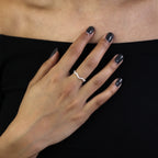 Bague vague en argent sterling de 2 mm avec cristaux CZ transparents – Taille 48 - 65
