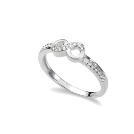 Bague Éternité Infini en argent sterling et cristal CZ - Taille 48 - 65
