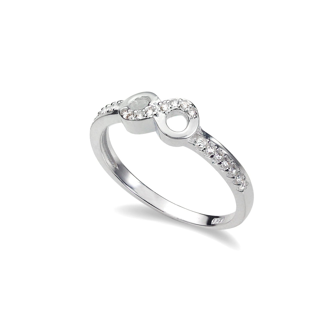 Bague Éternité Infini en argent sterling et cristal CZ - Taille 48 - 65