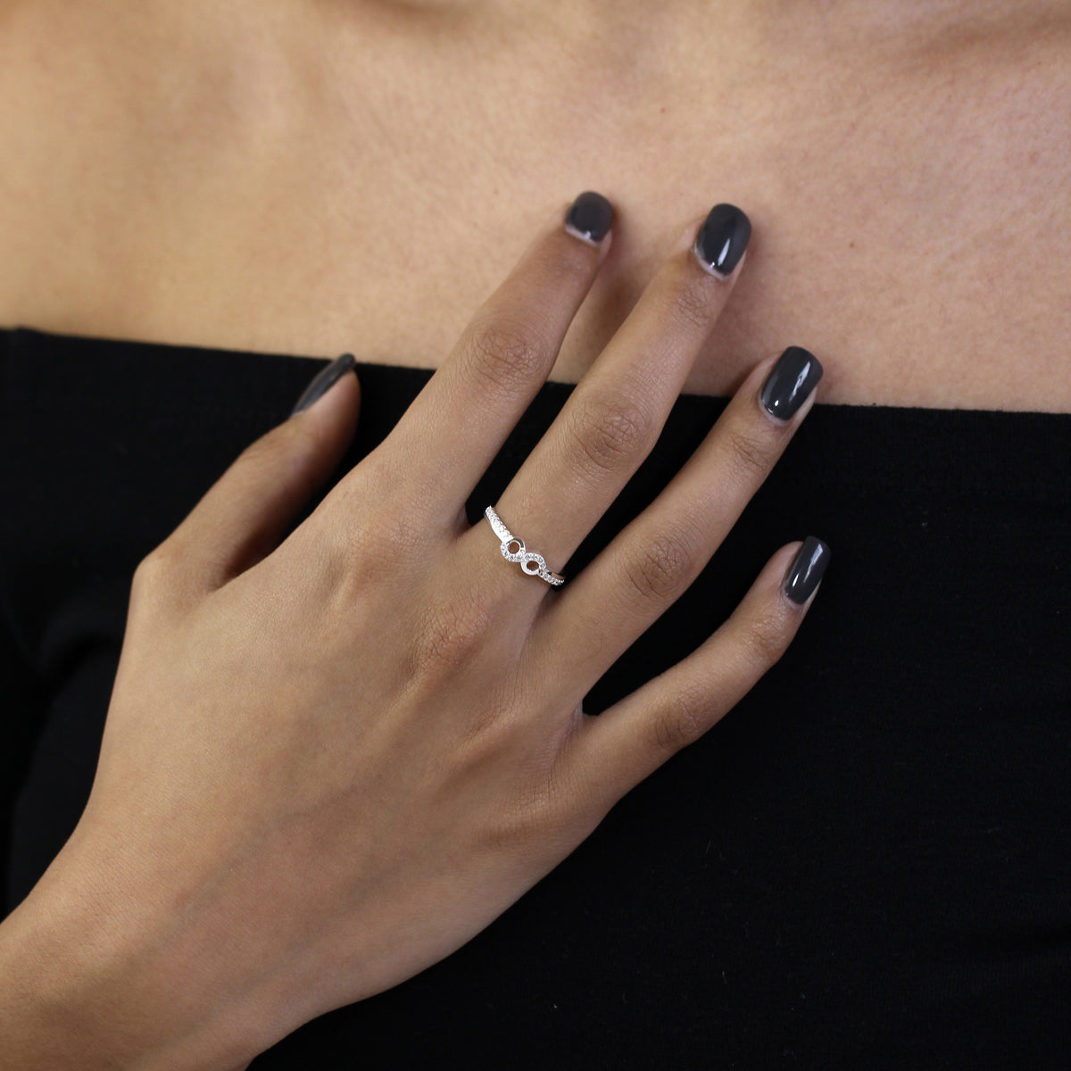 Bague Éternité Infini en argent sterling et cristal CZ - Taille 48 - 65