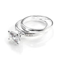 Ensemble bague de fiançailles et alliance en argent sterling et cristal CZ