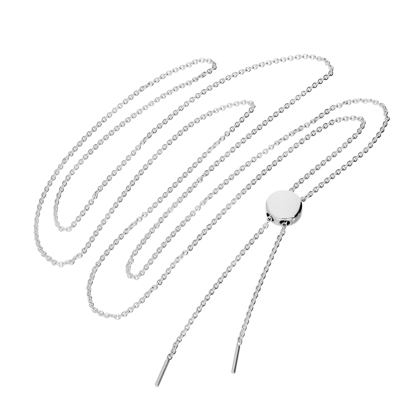 Collier réglable en or blanc plaqué rhodium 9 carats, longueur maximale : 66 cm