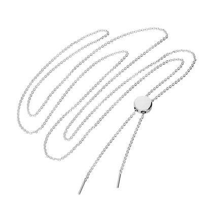 Collier réglable en or blanc plaqué rhodium 9 carats, longueur maximale : 66 cm