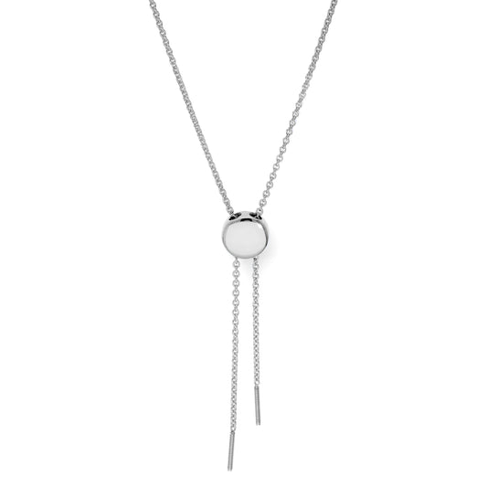 Collier réglable en or blanc plaqué rhodium 9 carats, longueur maximale : 66 cm