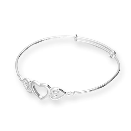 Bracelet réglable en argent sterling avec triple cœur ouvert pour enfant