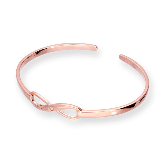 Bracelet jonc infini en argent sterling plaqué or rose et cristal CZ transparent