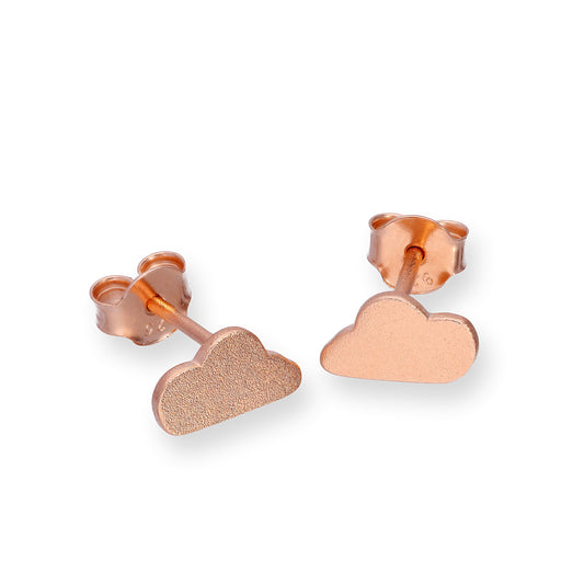 Boucles d'oreilles à tige en argent sterling plaqué or rose avec motif nuage givré
