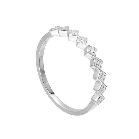 Bague demi-éternité en argent sterling et cristaux CZ transparents, tailles H à V