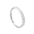 Bague demi-éternité en argent sterling et cristaux CZ transparents, tailles 46 à 63