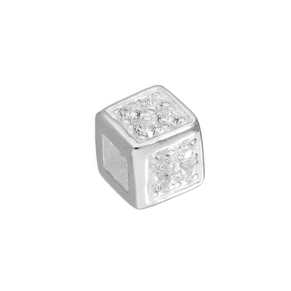 Breloque en argent sterling et cristal CZ transparent en forme de cube