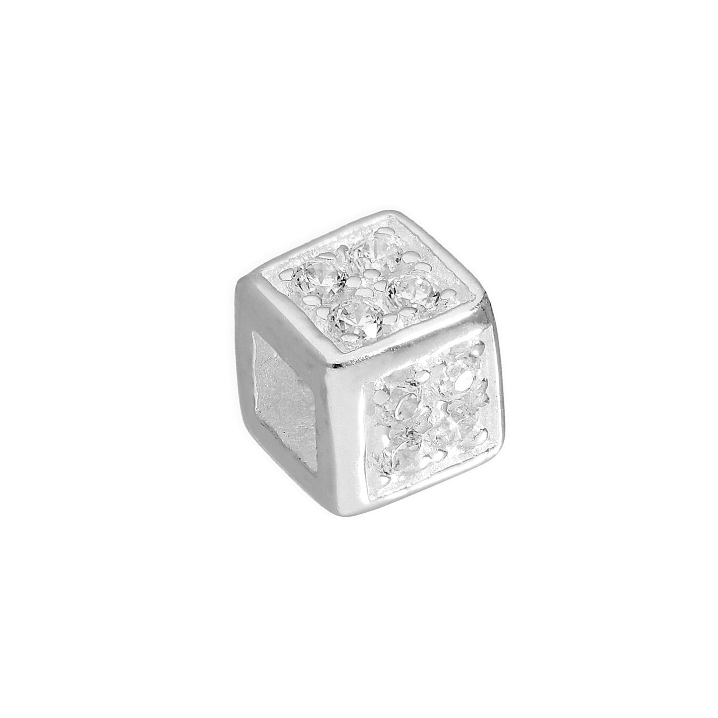 Breloque en argent sterling et cristal CZ transparent en forme de cube