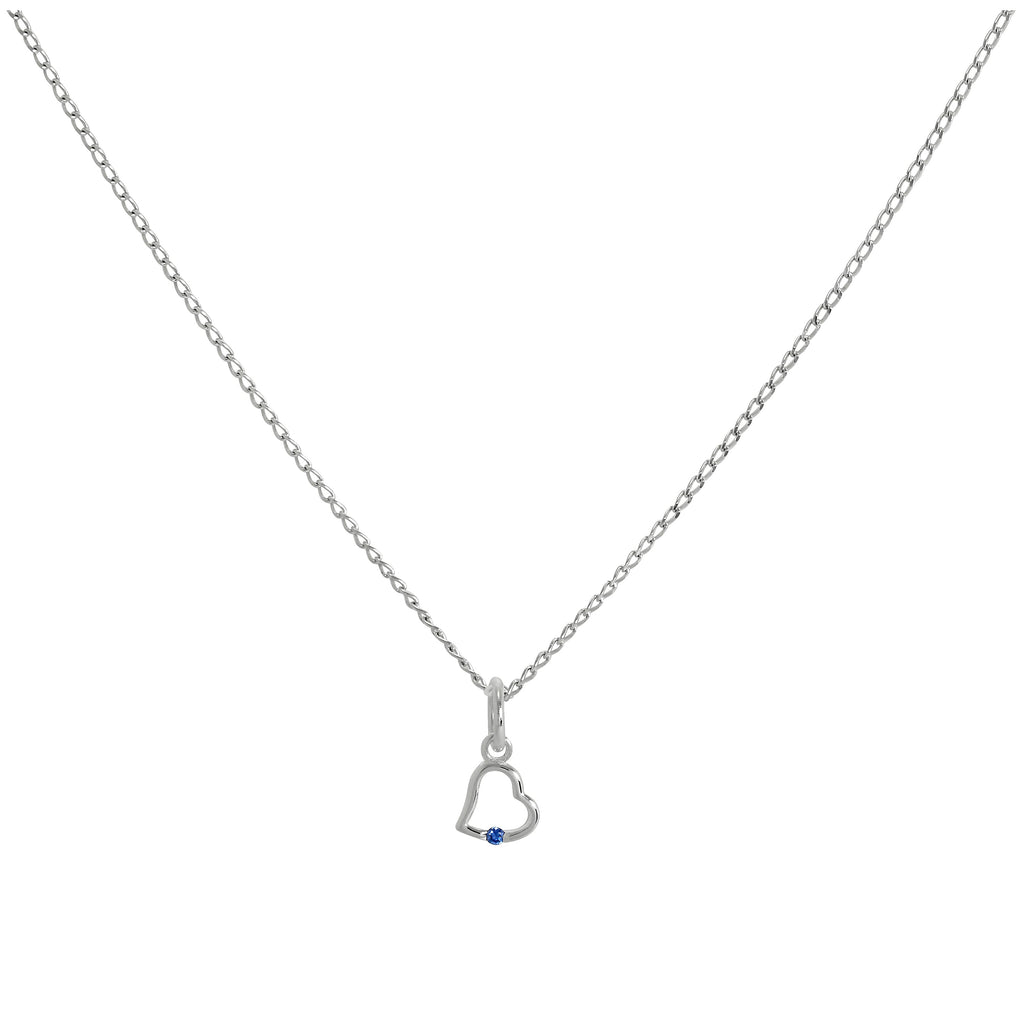 Collier pendentif cœur en argent sterling et cristal saphir CZ 35 à 55 cm