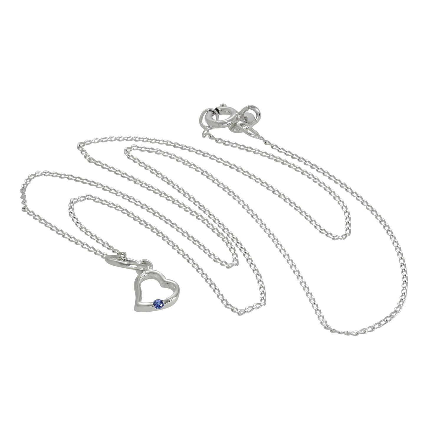 Collier pendentif cœur en argent sterling et cristal saphir CZ 14 à 22 pouces
