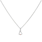 Collier avec pendentif en forme de cœur en argent sterling et cristal tourmaline CZ, 35 à 55 cm
