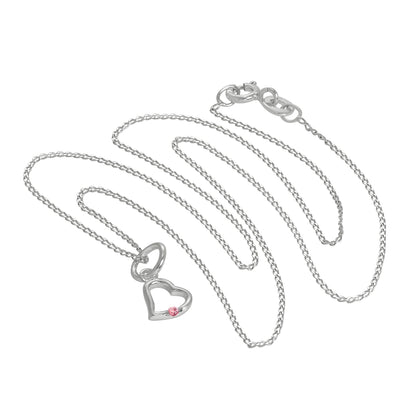 Collier avec pendentif en forme de cœur en argent sterling et cristal tourmaline CZ, 35 à 55 cm