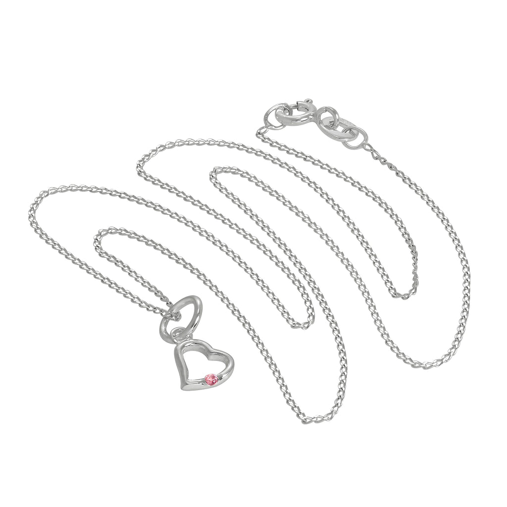 Collier avec pendentif en forme de cœur en argent sterling et cristal tourmaline CZ, 35 à 55 cm