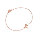 Bracelet en argent sterling plaqué or rose avec nœud en ruban de 18 cm