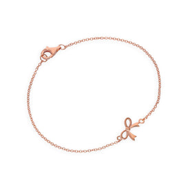 Bracelet en argent sterling plaqué or rose avec nœud en ruban de 18 cm