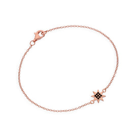 Bracelet étoile de 18 cm en argent sterling plaqué or rose et cristal CZ noir