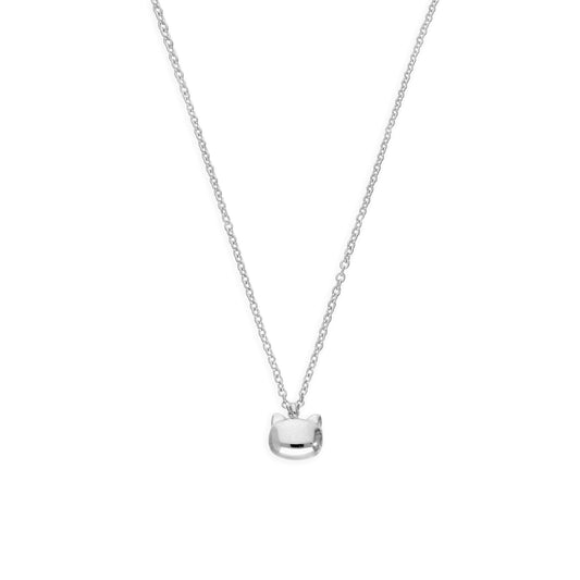 Collier tête de chat en argent sterling avec chaîne de 45 cm