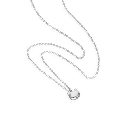 Collier tête de chat en argent sterling avec chaîne de 45 cm