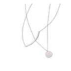 Collier double goutte en argent sterling avec courbe et cercle et chaîne de 50 cm