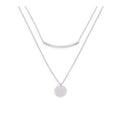 Collier double goutte en argent sterling avec courbe et cercle et chaîne de 50 cm