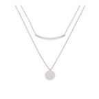 Collier double goutte en argent sterling avec courbe et cercle et chaîne de 50 cm