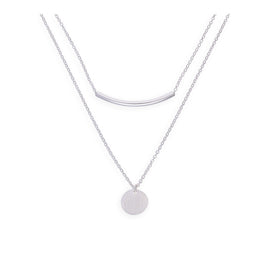 Collier double goutte en argent sterling avec courbe et cercle et chaîne de 50 cm