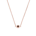 Collier étoile en argent sterling plaqué or rose et cristal CZ noir de 45 cm