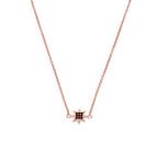Collier étoile en argent sterling plaqué or rose et cristal CZ noir de 45 cm