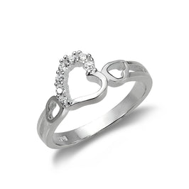 Bague cœurs entrelacés en argent sterling et cristal CZ - Tailles 48 - 65