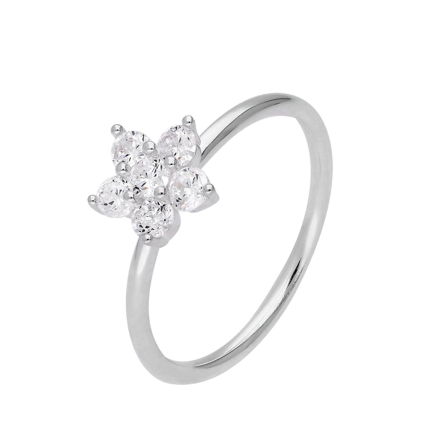 Bague fleur en argent sterling et cristal CZ