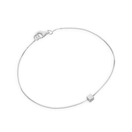 Bracelet en argent sterling avec chaîne vénitienne de 18 cm et perle cubique