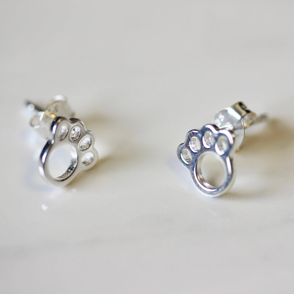 Boucles d'oreilles à tige en argent sterling avec empreintes de pattes d'animaux