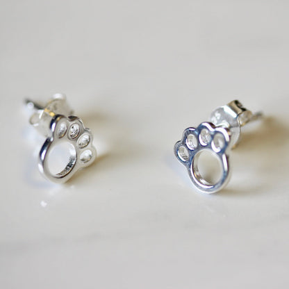 Boucles d'oreilles à tige en argent sterling avec empreintes de pattes d'animaux