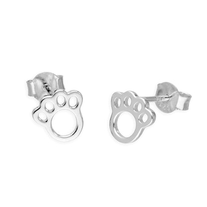 Boucles d'oreilles à tige en argent sterling avec empreintes de pattes d'animaux