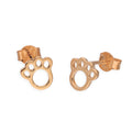 Boucles d'oreilles à tige en argent sterling plaqué or rose avec empreintes de pattes d'animaux