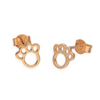 Boucles d'oreilles à tige en argent sterling plaqué or rose avec empreintes de pattes d'animaux